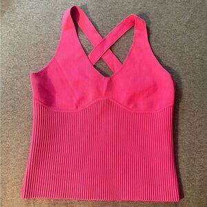 Sincerely Jules Pink Ribbed Cross-Back Top size S